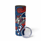 Newcastle Knights Rugby Skinny Tumbler Polynesian Tribal Knight Warrior Red Blue Pattern