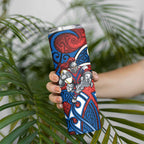 Newcastle Knights Rugby Skinny Tumbler Polynesian Tribal Knight Warrior Red Blue Pattern