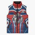 Newcastle Knights Rugby Sleeveless Puffer Jacket Polynesian Tribal Knight Warrior Red Blue Pattern