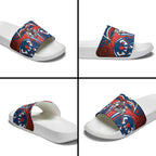 Newcastle Knights Rugby Slide Sandals Polynesian Tribal Knight Warrior Red Blue Pattern