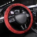 Newcastle Knights Rugby Steering Wheel Cover Polynesian Tribal Knight Warrior Red Blue Pattern