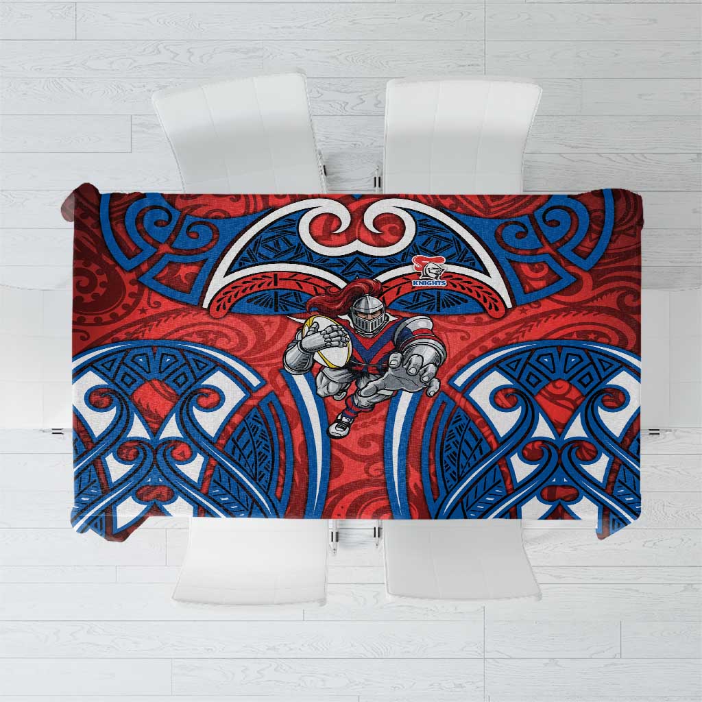 Newcastle Knights Rugby Tablecloth Polynesian Tribal Knight Warrior Red Blue Pattern