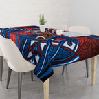 Newcastle Knights Rugby Tablecloth Polynesian Tribal Knight Warrior Red Blue Pattern