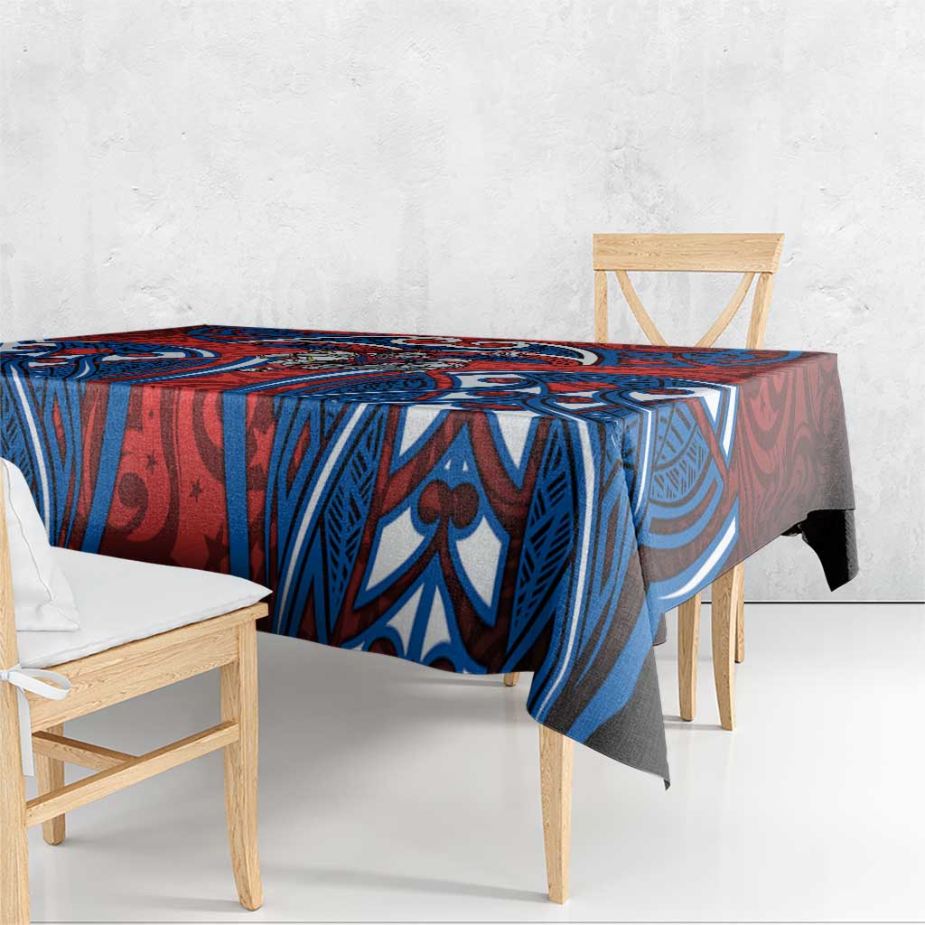 Newcastle Knights Rugby Tablecloth Polynesian Tribal Knight Warrior Red Blue Pattern