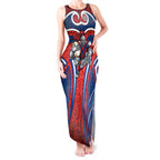 Newcastle Knights Rugby Tank Maxi Dress Polynesian Tribal Knight Warrior Red Blue Pattern
