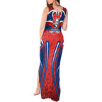 Newcastle Knights Rugby Tank Maxi Dress Polynesian Tribal Knight Warrior Red Blue Pattern