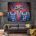 Newcastle Knights Rugby Tapestry Polynesian Tribal Knight Warrior Red Blue Pattern