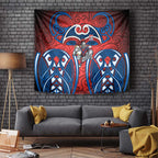Newcastle Knights Rugby Tapestry Polynesian Tribal Knight Warrior Red Blue Pattern
