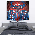Newcastle Knights Rugby Tapestry Polynesian Tribal Knight Warrior Red Blue Pattern