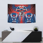 Newcastle Knights Rugby Tapestry Polynesian Tribal Knight Warrior Red Blue Pattern
