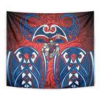 Newcastle Knights Rugby Tapestry Polynesian Tribal Knight Warrior Red Blue Pattern