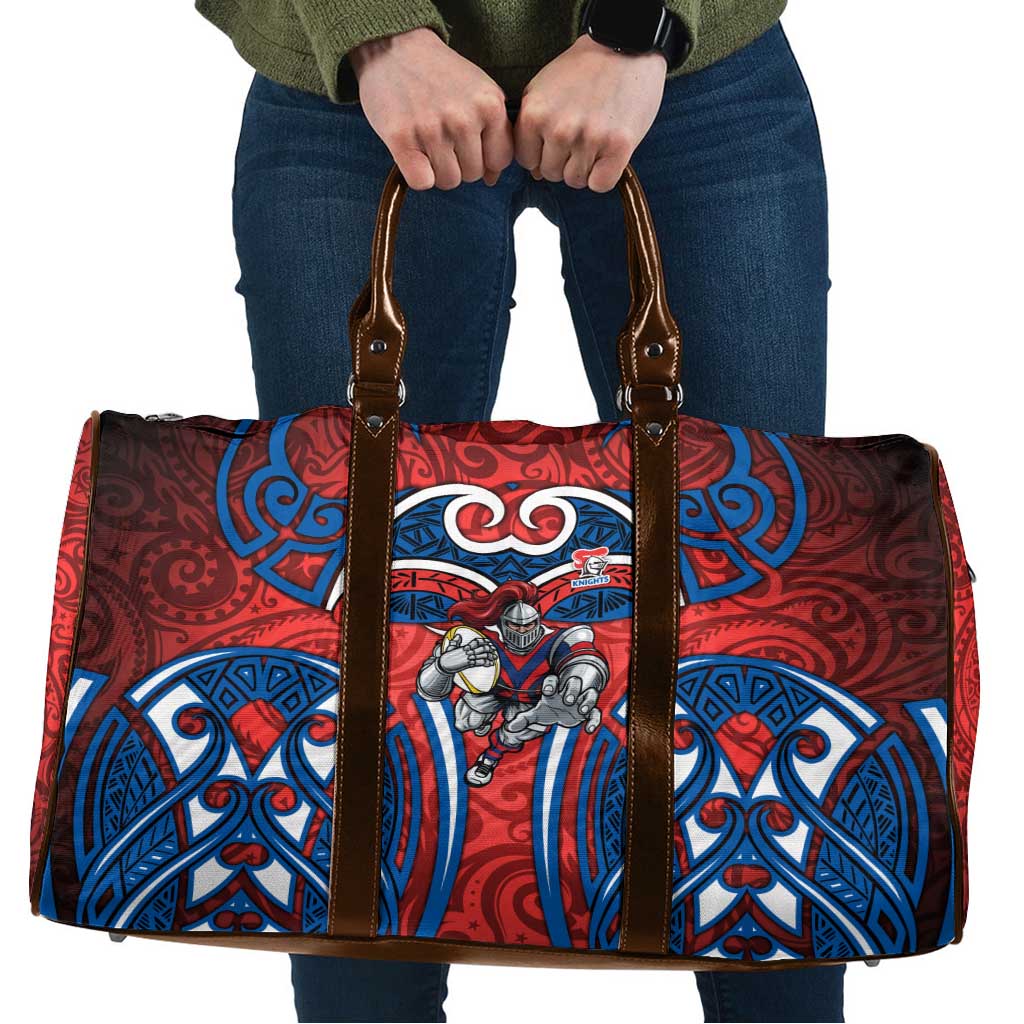 Newcastle Knights Rugby Travel Bag Polynesian Tribal Knight Warrior Red Blue Pattern