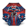 Newcastle Knights Rugby Umbrella Polynesian Tribal Knight Warrior Red Blue Pattern