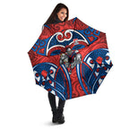 Newcastle Knights Rugby Umbrella Polynesian Tribal Knight Warrior Red Blue Pattern