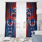Newcastle Knights Rugby Window Curtain Polynesian Tribal Knight Warrior Red Blue Pattern