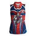 Newcastle Knights Rugby Women Sleeveless Polo Shirt Polynesian Tribal Knight Warrior Red Blue Pattern