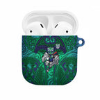 New Zealand Warriors Rugby AirPods Case Polynesian Tribal Warrior Mask Green Blue Pattern