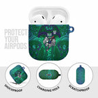 New Zealand Warriors Rugby AirPods Case Polynesian Tribal Warrior Mask Green Blue Pattern