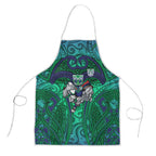 New Zealand Warriors Rugby Apron Polynesian Tribal Warrior Mask Green Blue Pattern