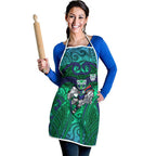 New Zealand Warriors Rugby Apron Polynesian Tribal Warrior Mask Green Blue Pattern