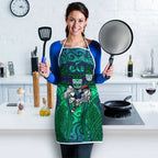 New Zealand Warriors Rugby Apron Polynesian Tribal Warrior Mask Green Blue Pattern