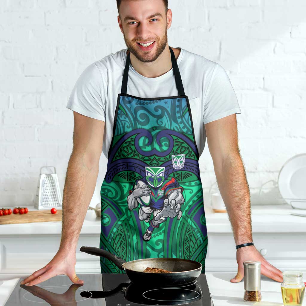 New Zealand Warriors Rugby Apron Polynesian Tribal Warrior Mask Green Blue Pattern
