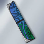 New Zealand Warriors Rugby Auto Sun Shade Polynesian Tribal Warrior Mask Green Blue Pattern