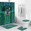 New Zealand Warriors Rugby Bathroom Set Polynesian Tribal Warrior Mask Green Blue Pattern