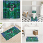 New Zealand Warriors Rugby Bathroom Set Polynesian Tribal Warrior Mask Green Blue Pattern
