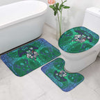 New Zealand Warriors Rugby Bathroom Set Polynesian Tribal Warrior Mask Green Blue Pattern
