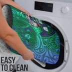 New Zealand Warriors Rugby Bathroom Set Polynesian Tribal Warrior Mask Green Blue Pattern