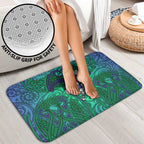 New Zealand Warriors Rugby Bathroom Set Polynesian Tribal Warrior Mask Green Blue Pattern