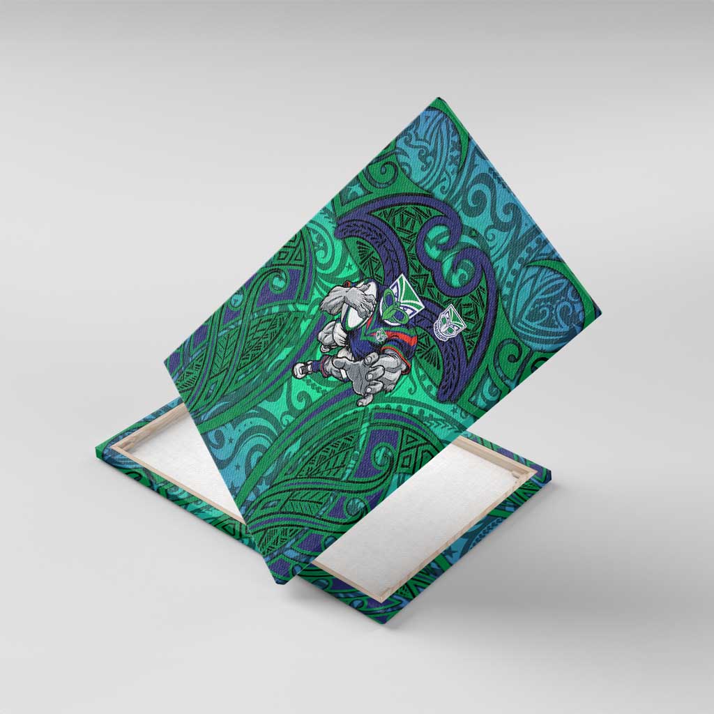New Zealand Warriors Rugby Canvas Wall Art Polynesian Tribal Warrior Mask Green Blue Pattern