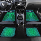 New Zealand Warriors Rugby Car Mats Polynesian Tribal Warrior Mask Green Blue Pattern
