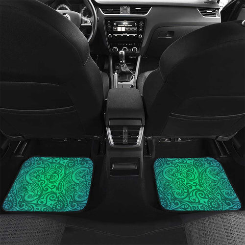 New Zealand Warriors Rugby Car Mats Polynesian Tribal Warrior Mask Green Blue Pattern