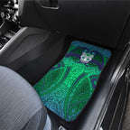 New Zealand Warriors Rugby Car Mats Polynesian Tribal Warrior Mask Green Blue Pattern