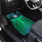 New Zealand Warriors Rugby Car Mats Polynesian Tribal Warrior Mask Green Blue Pattern