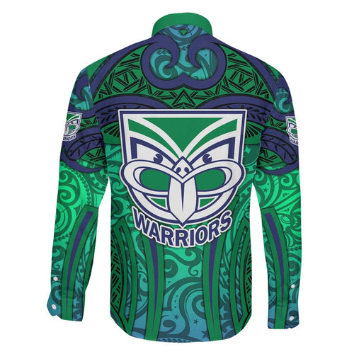 New Zealand Warriors Rugby Family Matching Mermaid Dress and Hawaiian Shirt Polynesian Tribal Warrior Mask Green Blue Pattern