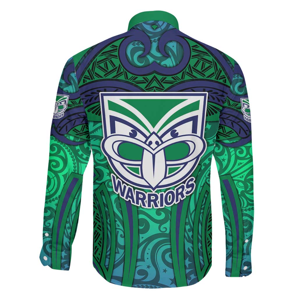 New Zealand Warriors Rugby Family Matching Short Sleeve Bodycon Dress and Hawaiian Shirt Polynesian Tribal Warrior Mask Green Blue Pattern