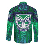 New Zealand Warriors Rugby Family Matching Tank Maxi Dress and Hawaiian Shirt Polynesian Tribal Warrior Mask Green Blue Pattern