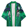 New Zealand Warriors Rugby Kimono Polynesian Tribal Warrior Mask Green Blue Pattern