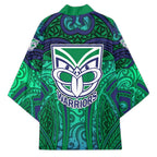 New Zealand Warriors Rugby Kimono Polynesian Tribal Warrior Mask Green Blue Pattern