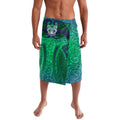 New Zealand Warriors Rugby Lavalava Polynesian Tribal Warrior Mask Green Blue Pattern