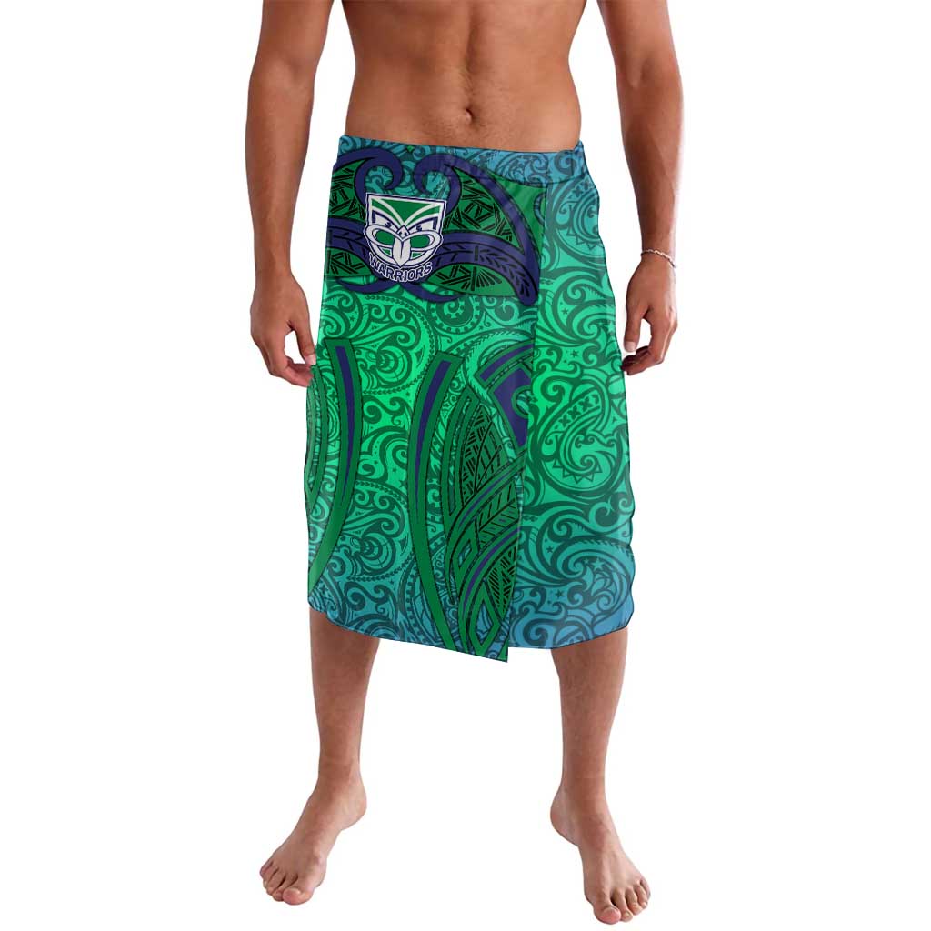New Zealand Warriors Rugby Lavalava Polynesian Tribal Warrior Mask Green Blue Pattern