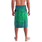 New Zealand Warriors Rugby Lavalava Polynesian Tribal Warrior Mask Green Blue Pattern