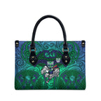 New Zealand Warriors Rugby Leather Bag Polynesian Tribal Warrior Mask Green Blue Pattern
