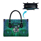 New Zealand Warriors Rugby Leather Bag Polynesian Tribal Warrior Mask Green Blue Pattern