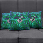 New Zealand Warriors Rugby Pillow Cover Polynesian Tribal Warrior Mask Green Blue Pattern