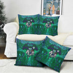 New Zealand Warriors Rugby Pillow Cover Polynesian Tribal Warrior Mask Green Blue Pattern