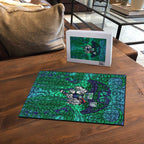 New Zealand Warriors Rugby Puzzle Polynesian Tribal Warrior Mask Green Blue Pattern